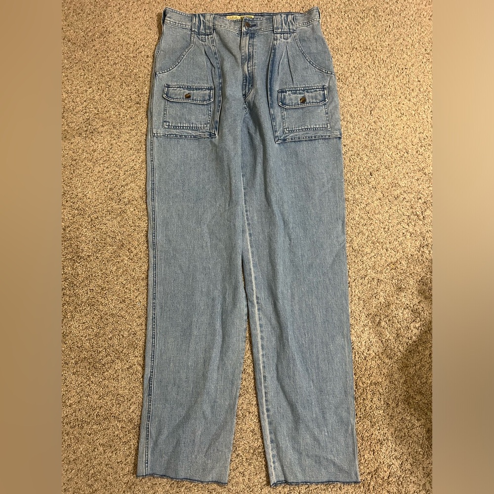 NWT Cabela's 7 Pocket Hiker Light Blue Straight-Leg Cargo Jeans Denim Cotton 16